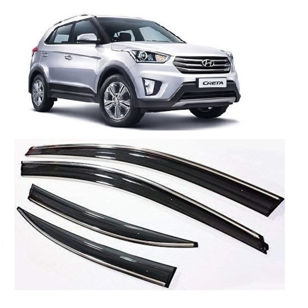 rain window door visor wind deflectors and sunshield protectors For Creta Old  - black